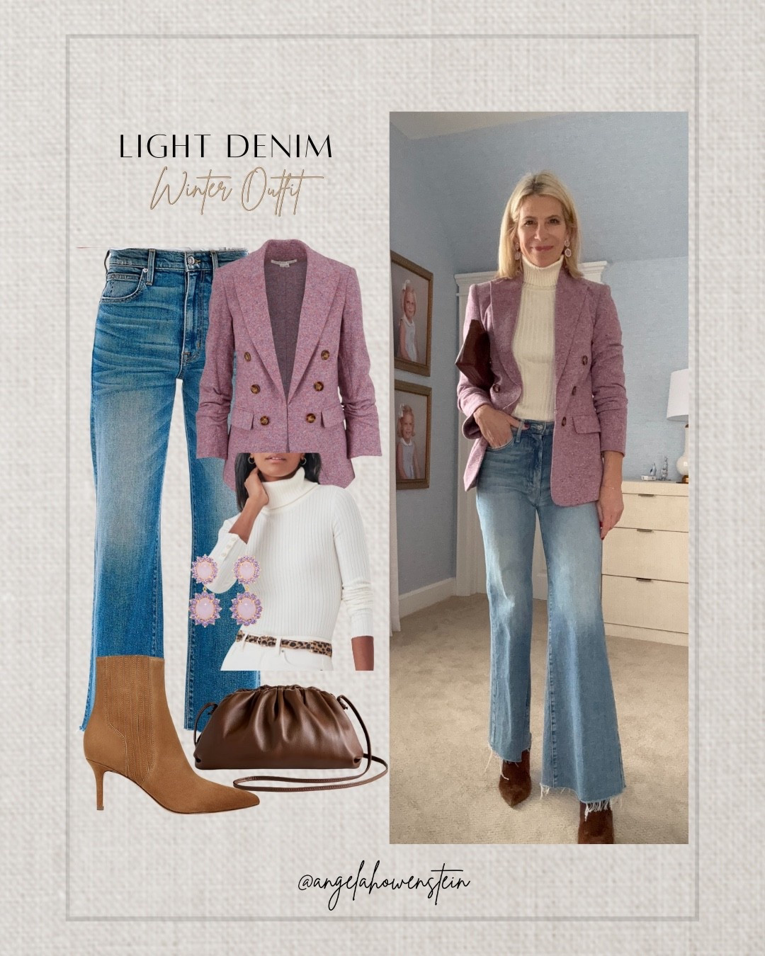 Light denim doesn’t have to wait for spring. Add a blazer, a warm knit, and boots, and you’re set.

#LTKStyle #LTKFinds #LTKWinter #WinterOutfit #EverydayStyle #DenimStyle #CasualChic



#LTKWorkwear #LTKOver40 #LTKSeasonal