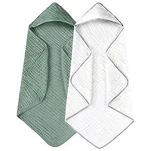 Yoofoss Hooded Baby Towels for Newborn 2 Pack 100% Muslin Cotton Baby Bath Towel with Hood for Ba... | Amazon (US)