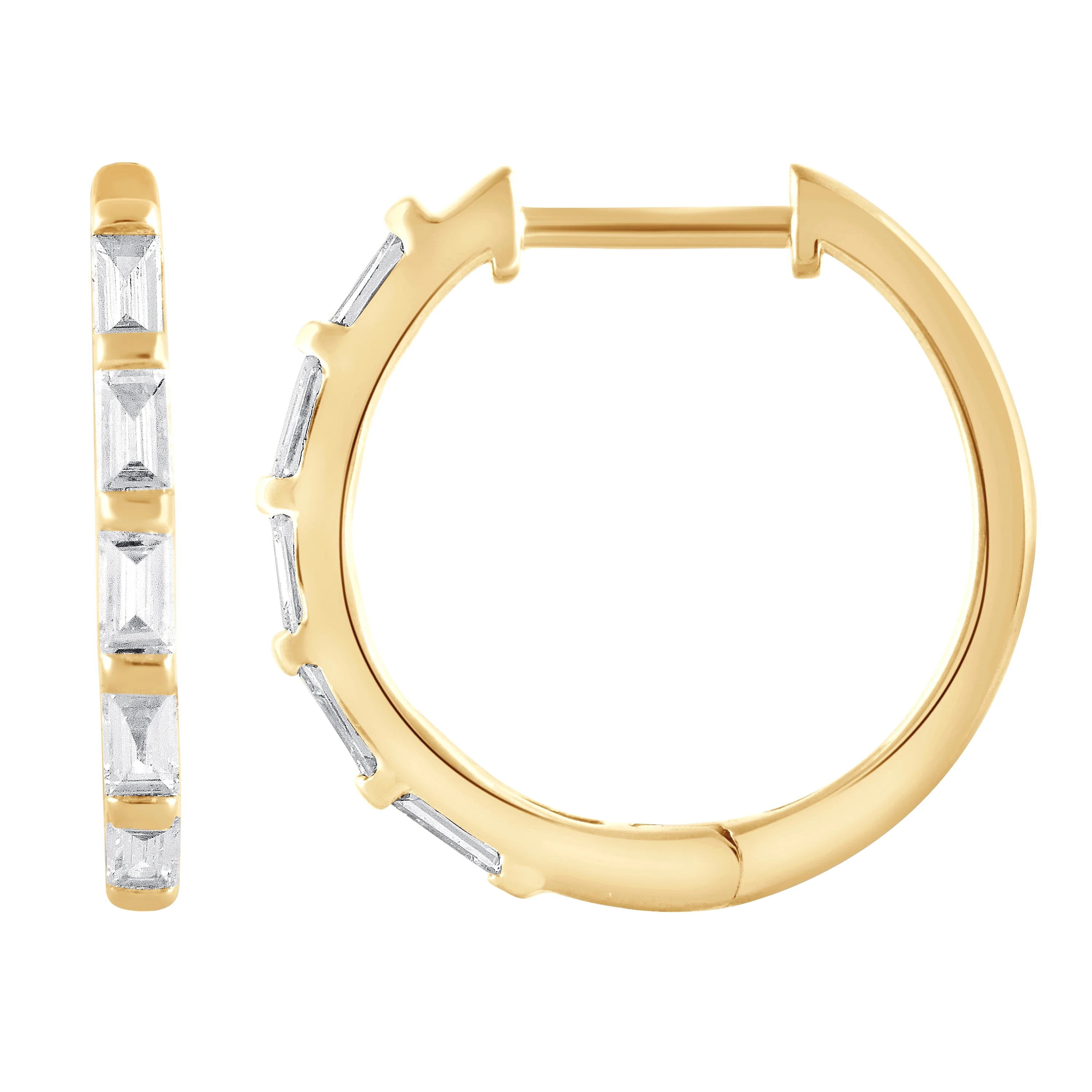 Unique Moments 1/4 Ct Baguette Lab Grown Diamond Hoop Earrings in Silver for Women (J, SI-I1) | Walmart (US)