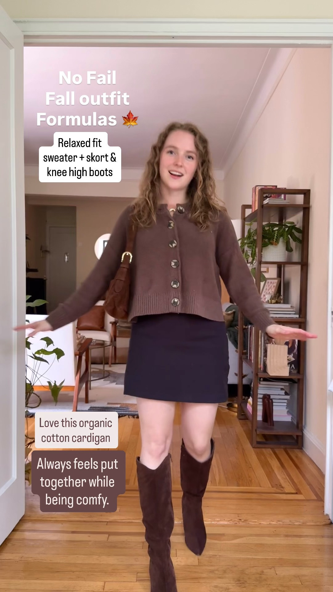 Easy fall outfit formulas. This cotton cardigan & stretchy slept pairing never disappoint. Xs sweater and sized up 1 to small in the skort. Boots fit true to soze 10k step tested.

#LTKSaleAlert #LTKSeasonal