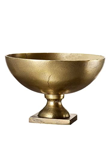 Serene Spaces Living Large Antique Brass Pedestal Bowl - Vintage Wedding Centerpiece and Flower Vase for Dining Table, Entryway Decor, 10" Diameter & 6.75" Tall | Amazon (US)