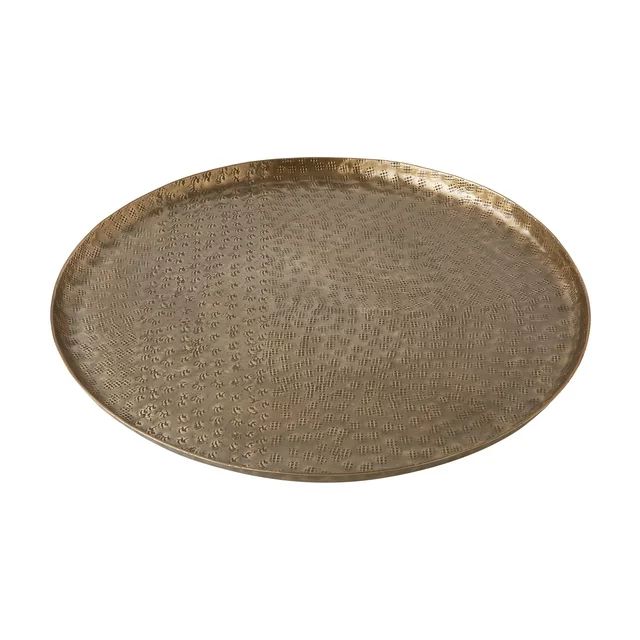 Better Homes & Gardens Medium 14" Round Antique Brass Hammered Metal Decorative Tray by Dave & Je... | Walmart (US)