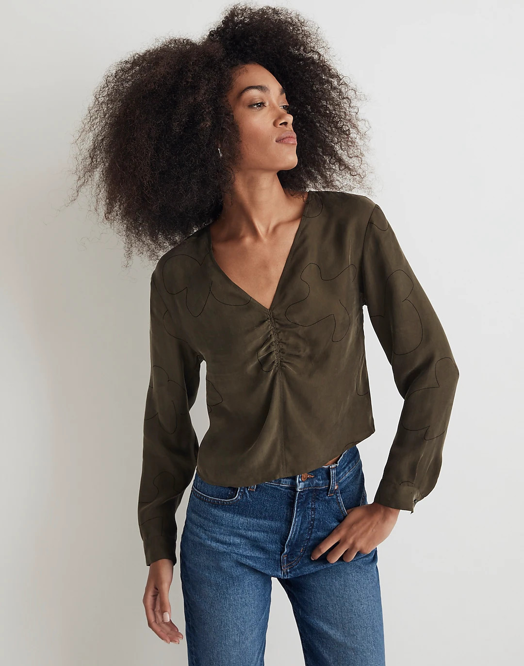 Brushed Ruched-Front Top | Madewell