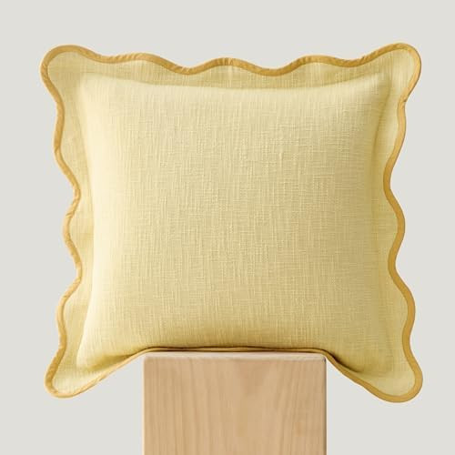 Double Stitch Scalloped Throw Pillow Covers - 100% Cotton Decorative Boho Pillow Covers 20 x 20, ... | Amazon (US)