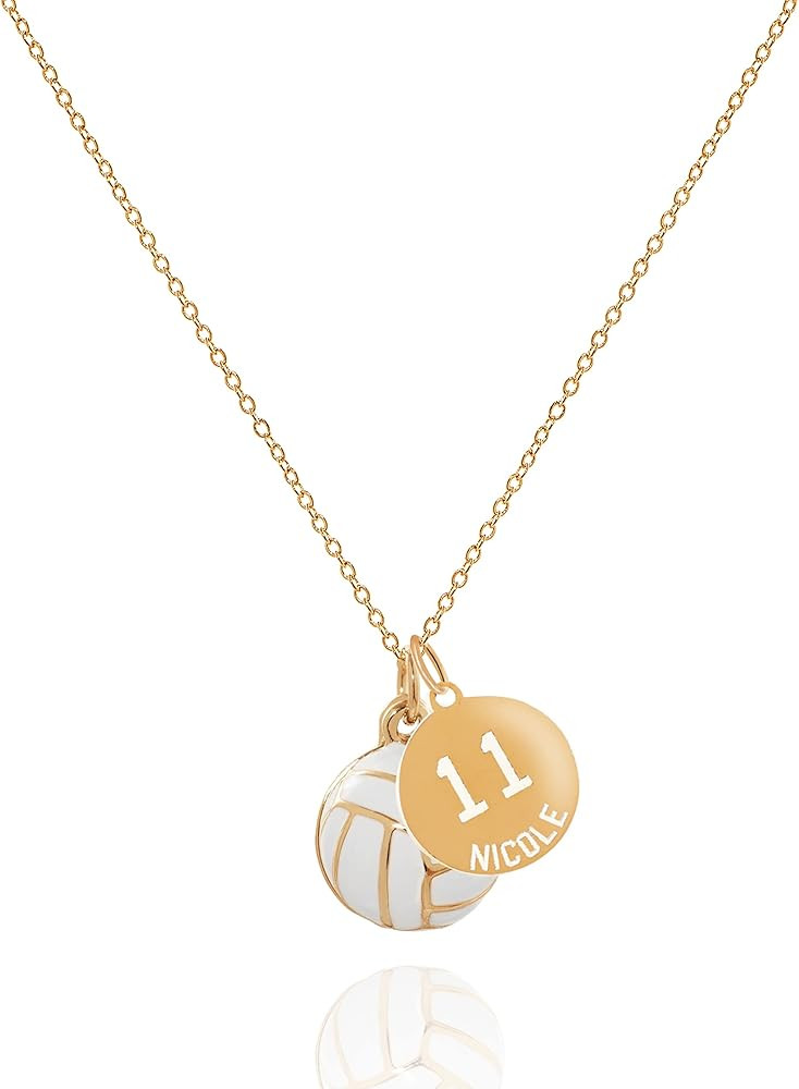 Personalized Volleyball Necklace – Custom Engraved Jersey Coin & 3D Charm – Silver or Gold Pl... | Amazon (US)