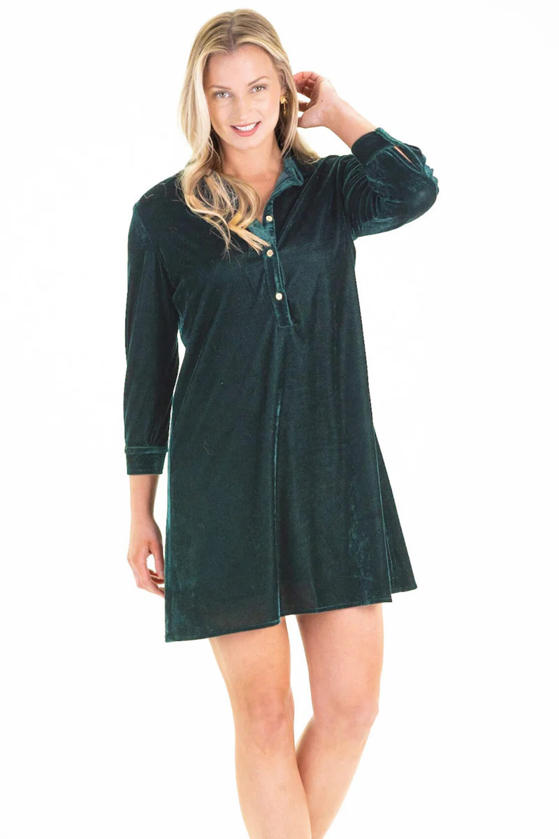 Alexis Dress in Evergreen Velvet | Duffield Lane