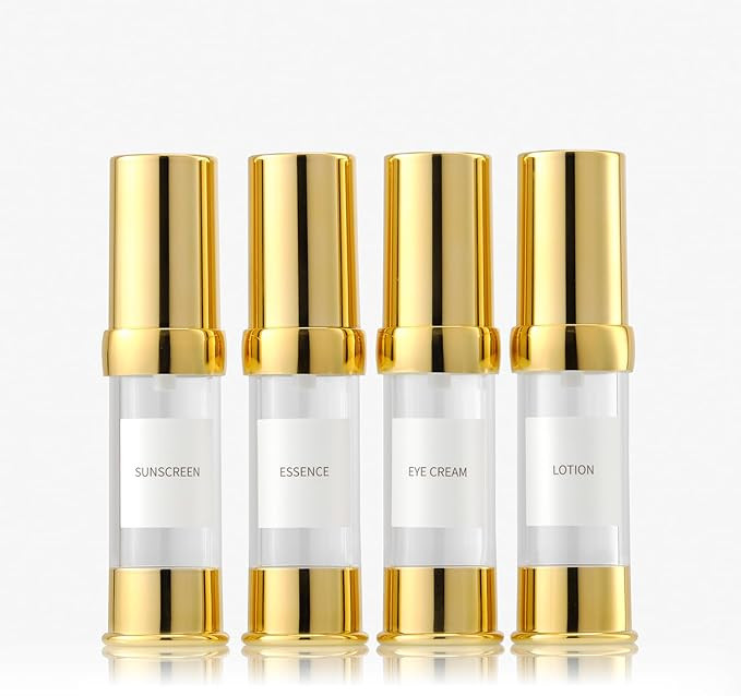 Golden Airless Pump Bottle Travel Set with Box Refillable Empty Cosmetic Pump Bottle Vacuum Pump ... | Amazon (US)