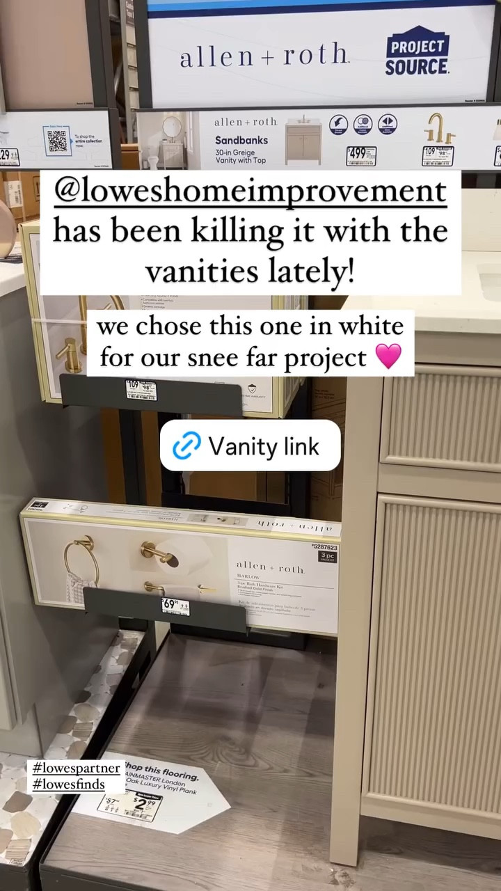 @loweshomeimprovement has been killing it with the vanities lately! we chose this one in white for our snee far project 🩷 

#LTKHome