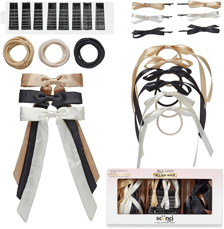 Scunci by Conair 125 Piece Hair Accessories Set - hair accessories for women - hair bow - bows - ... | Amazon (US)