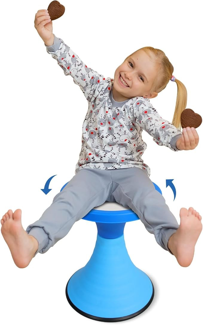 Kids Wobble Stool, 360° Rotatable Children Swivel Chair with Color Block Design, 100KG Load Bear... | Amazon (US)