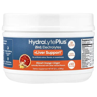 Hydralyte, HydraLyte Plus® +Liver Support, Blood Orange Ginger, 12.98 oz (368 g) | iHerb