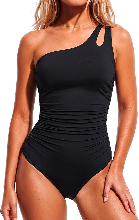 Holipick One Shoulder One Piece Swimsuit for Women Tummy Control Bathing Suits Modest Full Covera... | Amazon (US)