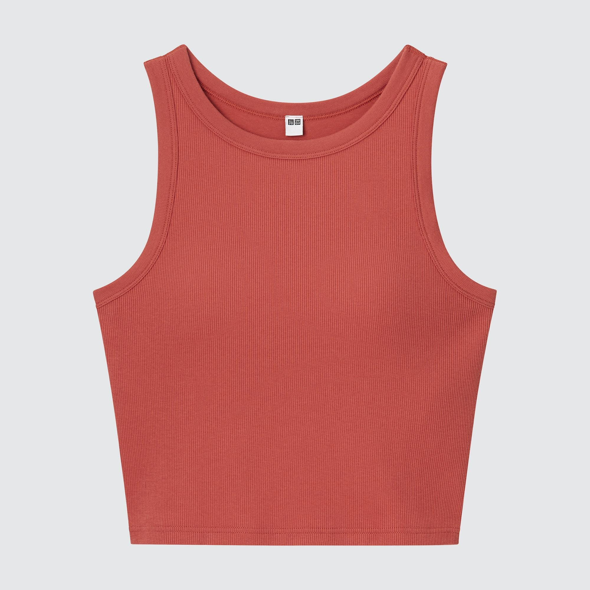 Women's Ribbed Cropped Sleeveless Bra Top Orange XS UNIQLO US | UNIQLO (US)
