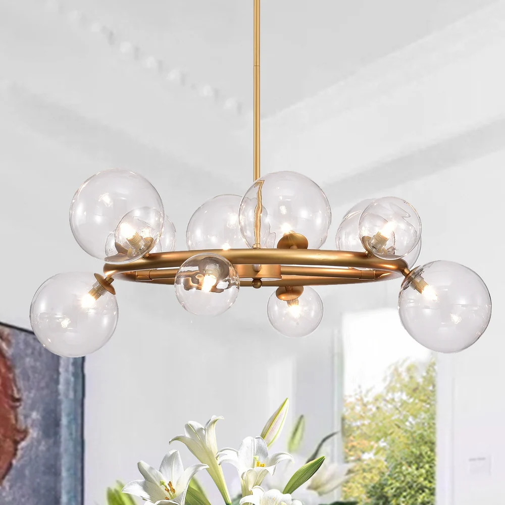 Arroyo 28-inch Gold Finish Clear Glass Globe Chandelier (bulbs included) | Bed Bath & Beyond