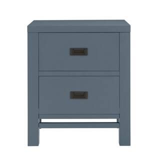 Home Decorators Collection Calden Steel Blue 2-Drawer Nightstand (26 in. H x 22 in. W x 16 in. D)... | The Home Depot