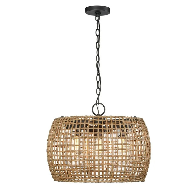 Piper 3-Light Outdoor Pendant in Natural Black and Maple All-Weather Wicker | Walmart (US)