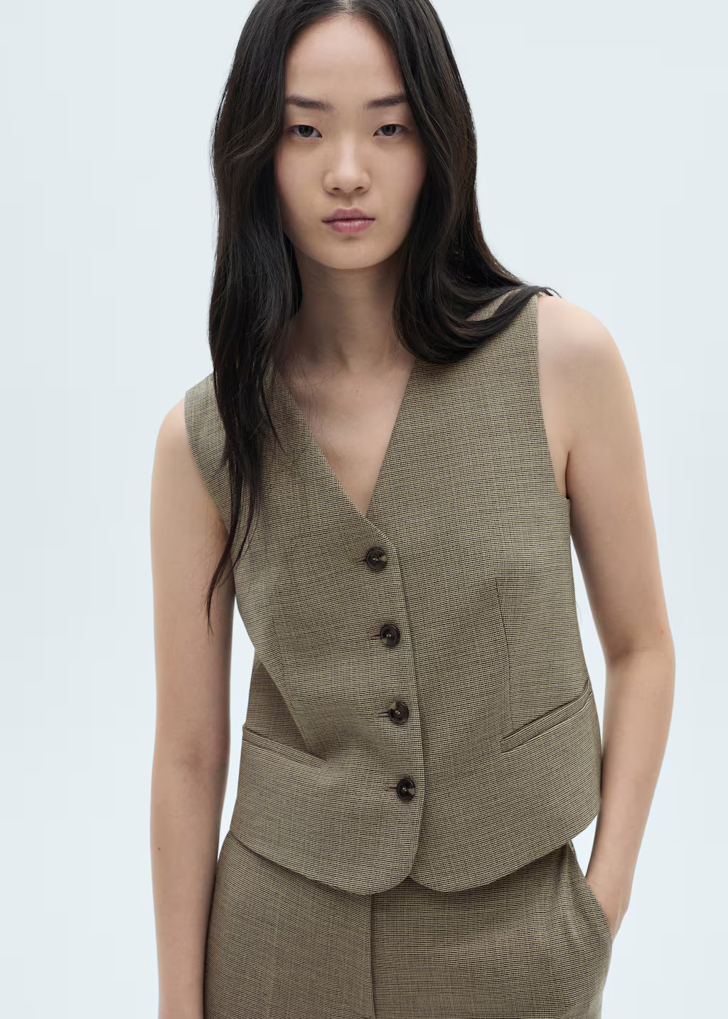 Micro-houndstooth waistcoat | MANGO (UK)