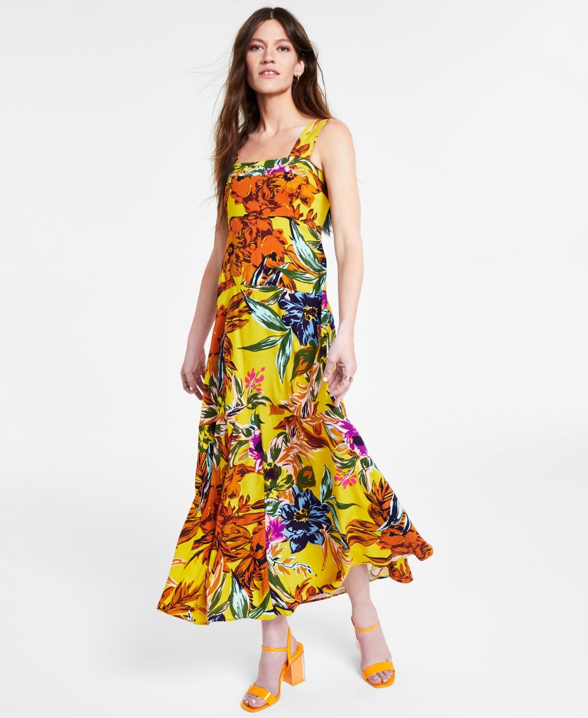Vince Camuto Women's Printed Tiered Smocked-Back Challis Maxi Dress | Macys (US)