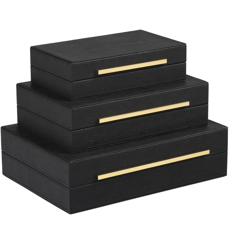 Milarae 3 Piece Handmade Faux Leather Decorative Box Set | Wayfair North America