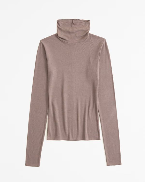 Long-Sleeve Featherweight Rib Turtleneck Top | Abercrombie & Fitch (US)