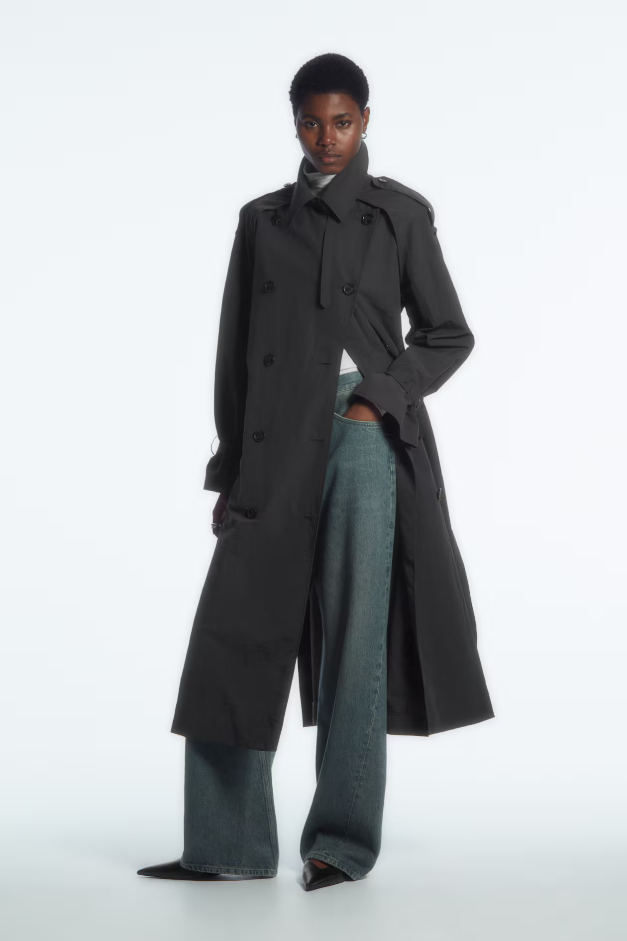 CONVERTIBLE NYLON TRENCH COAT - Long sleeve - Long - DARK GREY - Ladies | H&M GB | H&M (UK, MY, IN, SG, PH, TW, HK)