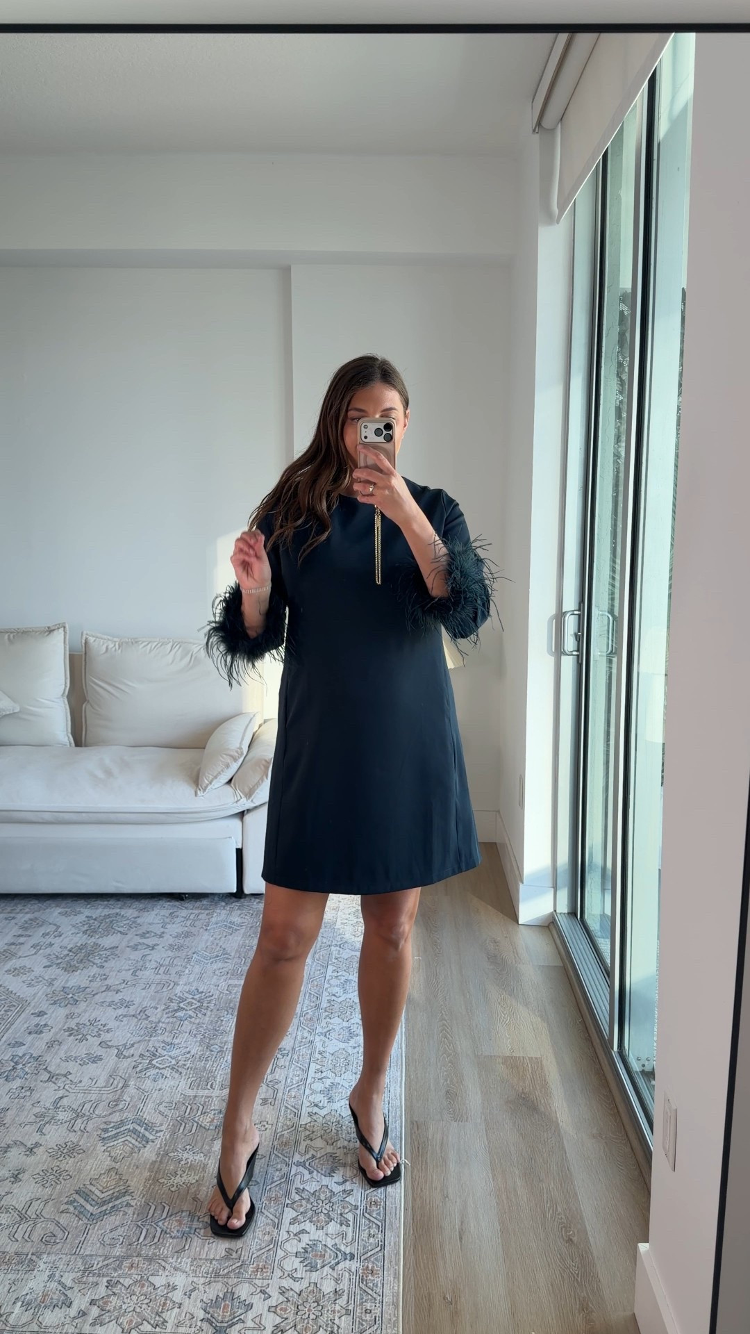 This blue dress moment ✨ simple and polished from the front, with feather cuffs that add just the right amount of fun. Easy to wear, flattering, and one of those pieces that works for dinners, events, or anytime you want to look put-together without trying too hard.

Keywords: blue dress, blue mini dress, feather sleeve dress, evening outfit, vacation dinner outfit, cocktail dress, elevated basics, chic blue dress, women’s fashion outfit

#LTKootd #LTKMidsize #LTKWedding