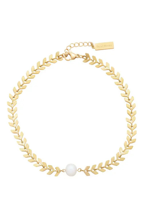 st. Moran Freshwater Pearl Chevron Anklet in Gold at Nordstrom | Nordstrom