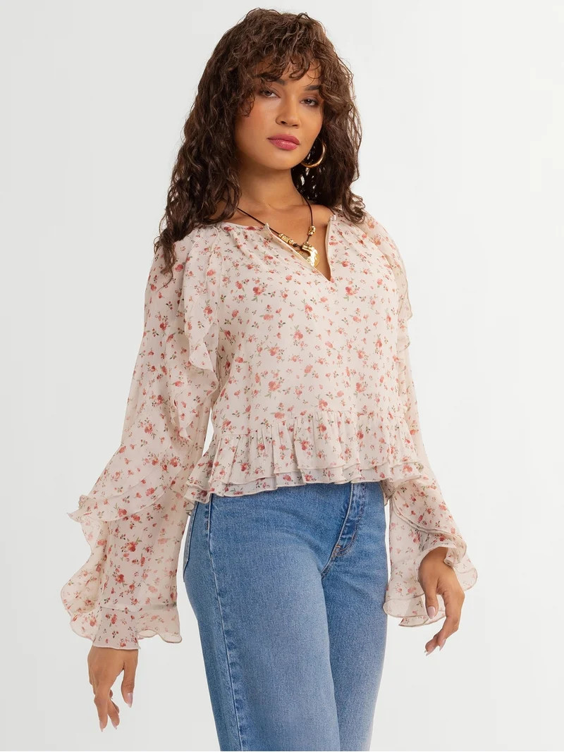 Jessica Simpson Women's Ella Ruffle Top, Sizes XS-XL | Walmart (US)
