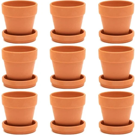 9 Packs 3"" Terra Cotta Pots with Saucer, Mini Small Terracotta Flower Clay Pots Planters With Sauce | Walmart (US)