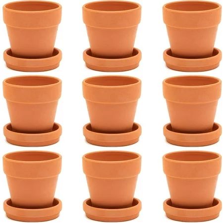 9 Packs 3"" Terra Cotta Pots with Saucer, Mini Small Terracotta Flower Clay Pots Planters With Sauce | Walmart (US)