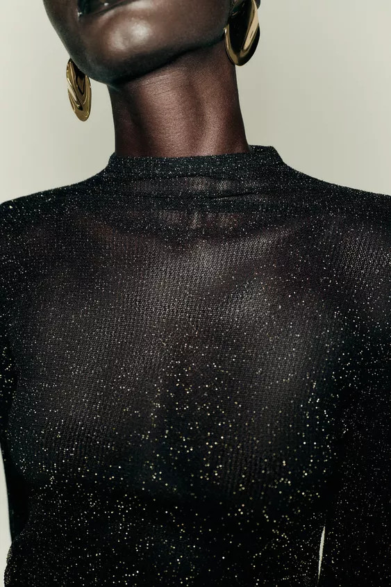 METALLIC THREAD TOP | Zara US