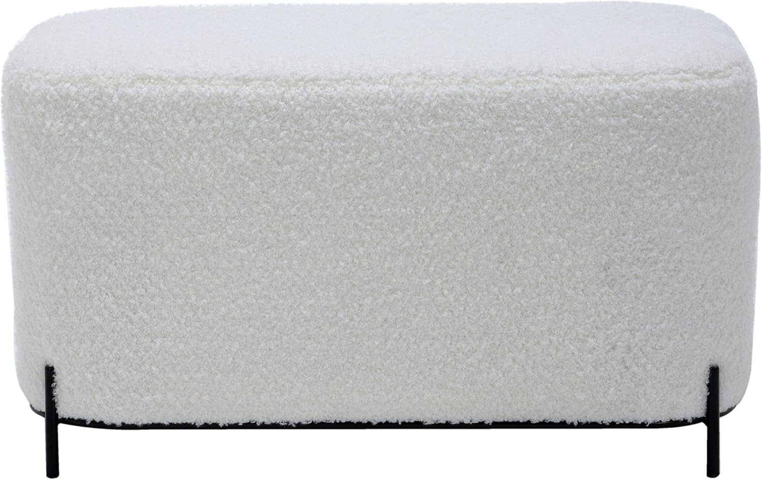 WOVENBYRD 32" Modern Decorative Bench with Metal Base, Cream Faux Shearling | Amazon (US)