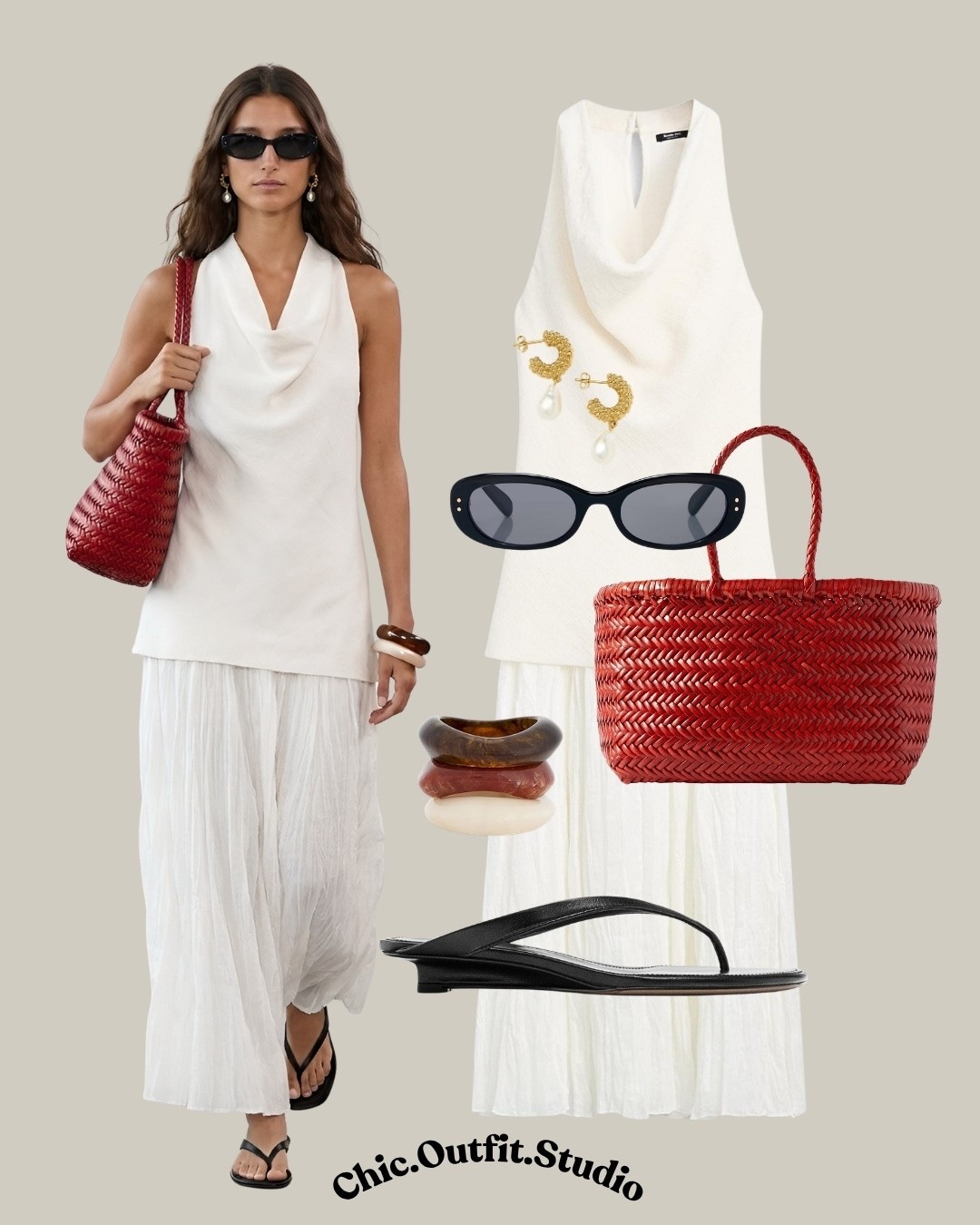 Flowing Halter Neck Midi Dress

✨A flowing ivory halter neck midi dress is the epitome of effortless summer elegance. The fluid silhouette moves beautifully with every step, while rich red woven accessories and sleek black leather sandals add a sophisticated contrast. Perfect for seaside dinners, summer vacations, resort escapes, garden parties, sunset cocktails, or elegant city strolls. A timeless dress that blends minimalist style with refined femininity.

✨Tags: flowing halter neck midi dress, ivory midi dress, halter neck dress, elegant summer dress, minimalist summer outfit, European chic style, vacation dress women, resort wear, summer dinner outfit, effortless elegance, woven bag outfit, neutral summer fashion, capsule wardrobe dress, timeless summer style

#LTKkleider #LTKsummer #LTKbag