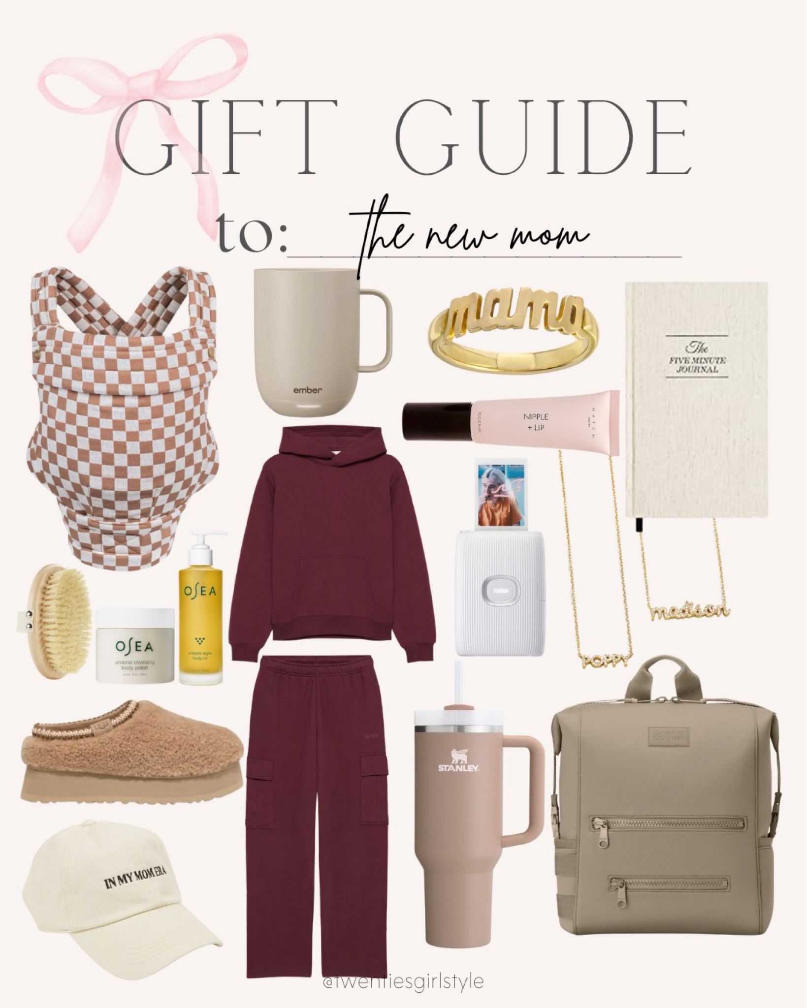 GIFT GUIDE🎁 for the new mom

Gifts for a new mama! Some cozy items like a new pair of Uggs and a sweat set she will live in, or items for her and baby, like the mabe carrier and the dagne Dover diaper bag!



#LTKGiftGuide