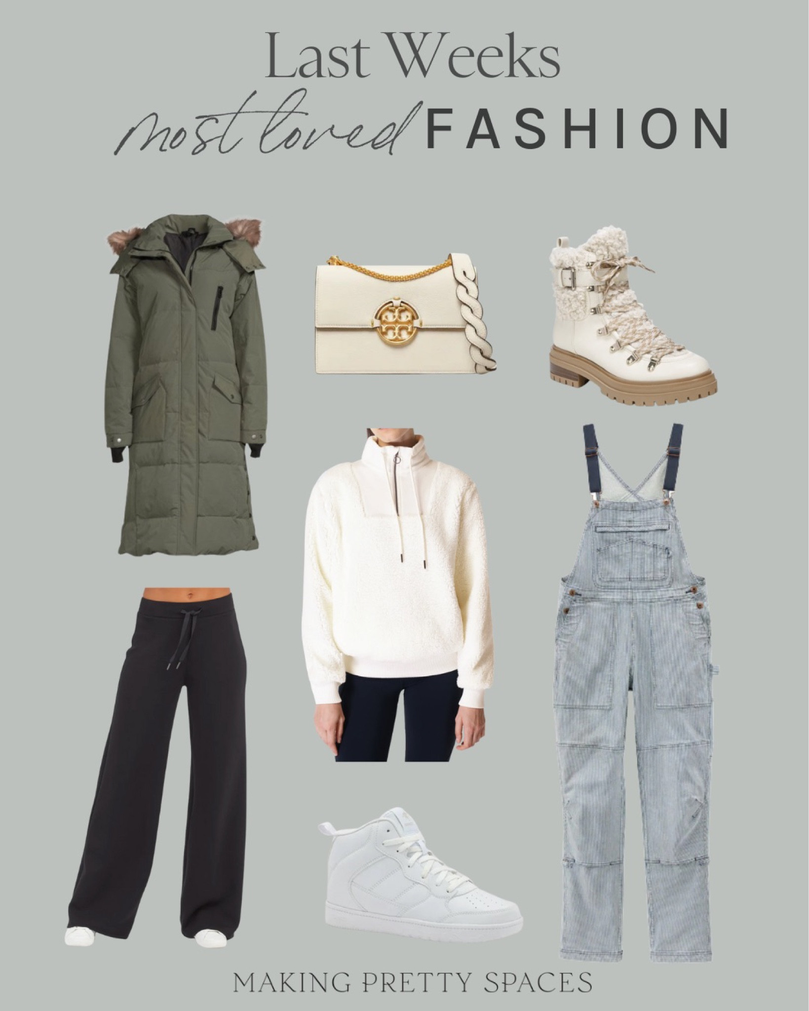 Shop last weeks most loved fashion! 
Walmart, jacket, Spanx, sweaty Betty, winter boots, overalls, white shoes, Tory Burch 

#LTKstyletip #LTKSeasonal #LTKitbag