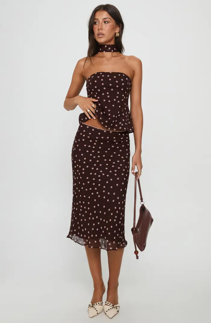 Sydni Dot Bias Cut Midi Skirt | Nordstrom