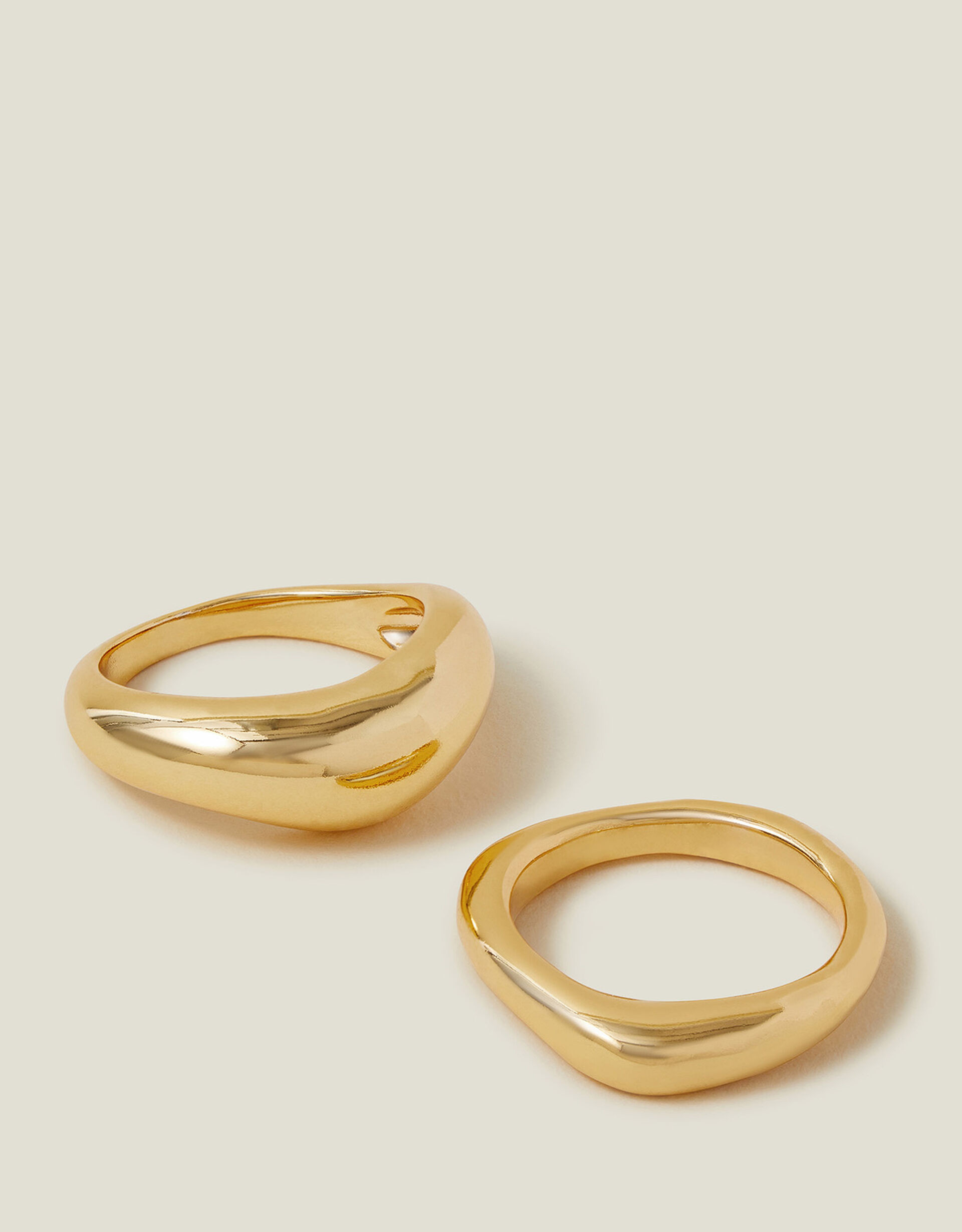 2-Pack 14ct Gold-Plated Irregular Rings Gold | Accessorize (Global)