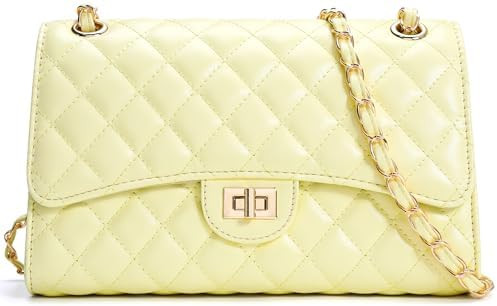Quilted Crossbody Purse for Women Trendy Ladies Shoulder Bag with Chain Strap PU Leather Cross Bo... | Amazon (US)