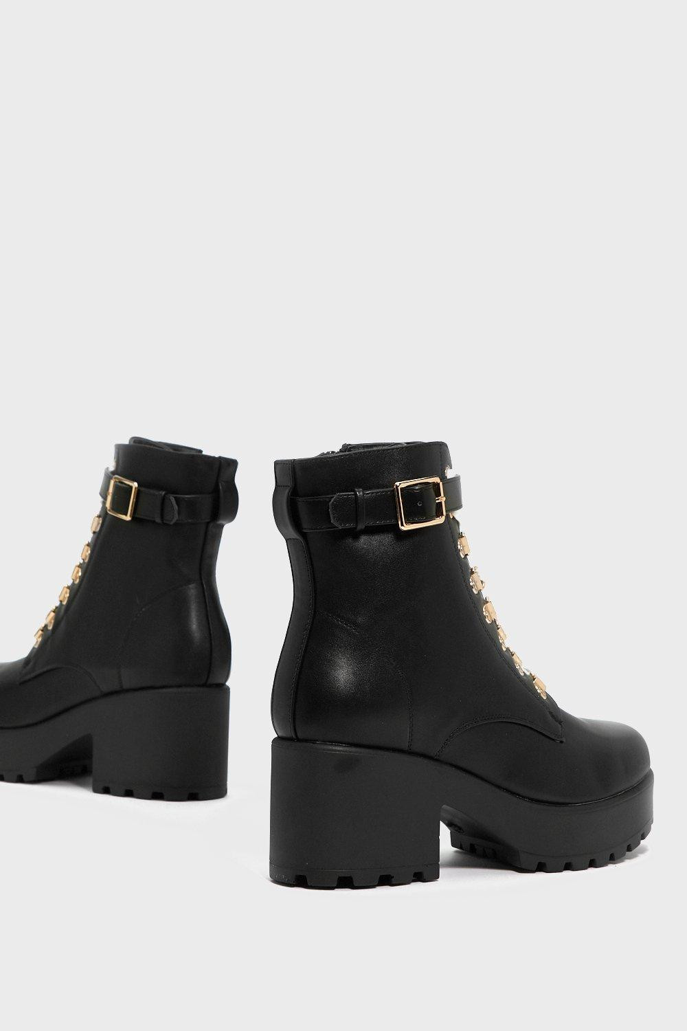Faux Leather Lace Up Chunky Boots | Nasty Gal (US)