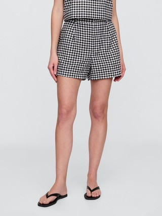 4" High Rise Linen-Blend Gingham Shorts | Gap (US)