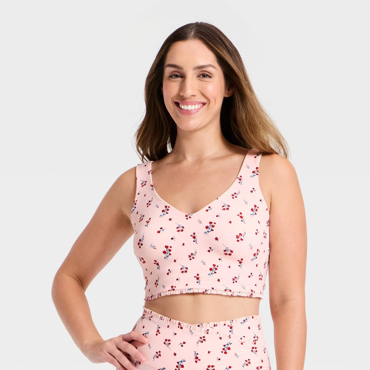 Women's Everyday Soft Light Support Ruffle Longline Bra - All in Motion™ | Target