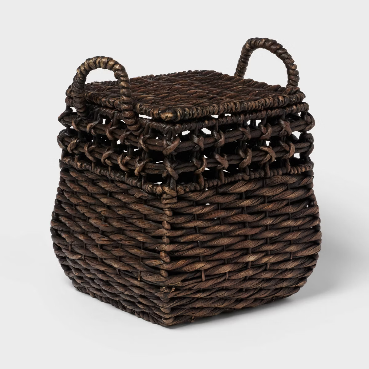 Rounded Square Chocolate Woven Basket with Lid - Threshold™ | Target