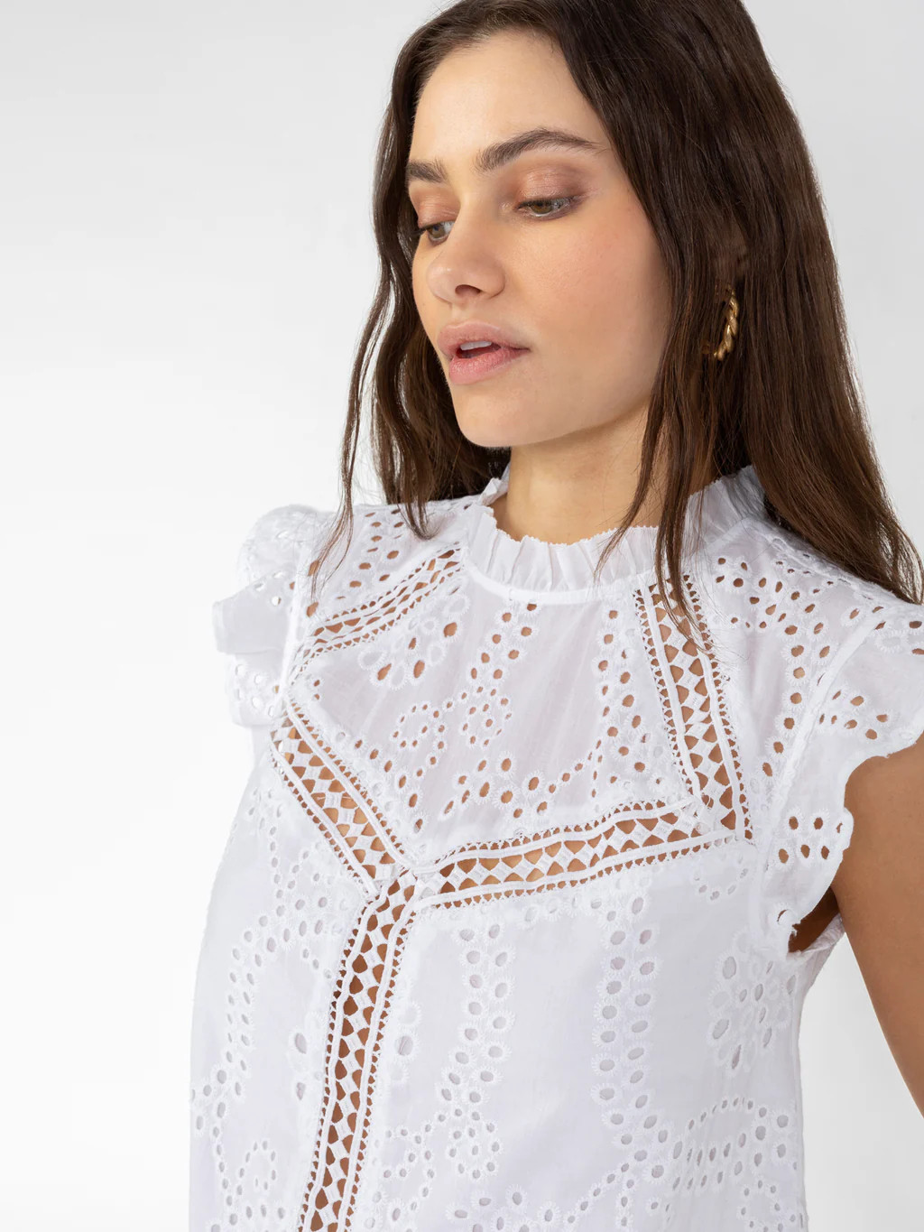 Geo Trim Eyelet Shell Top White | Sanctuary Clothing