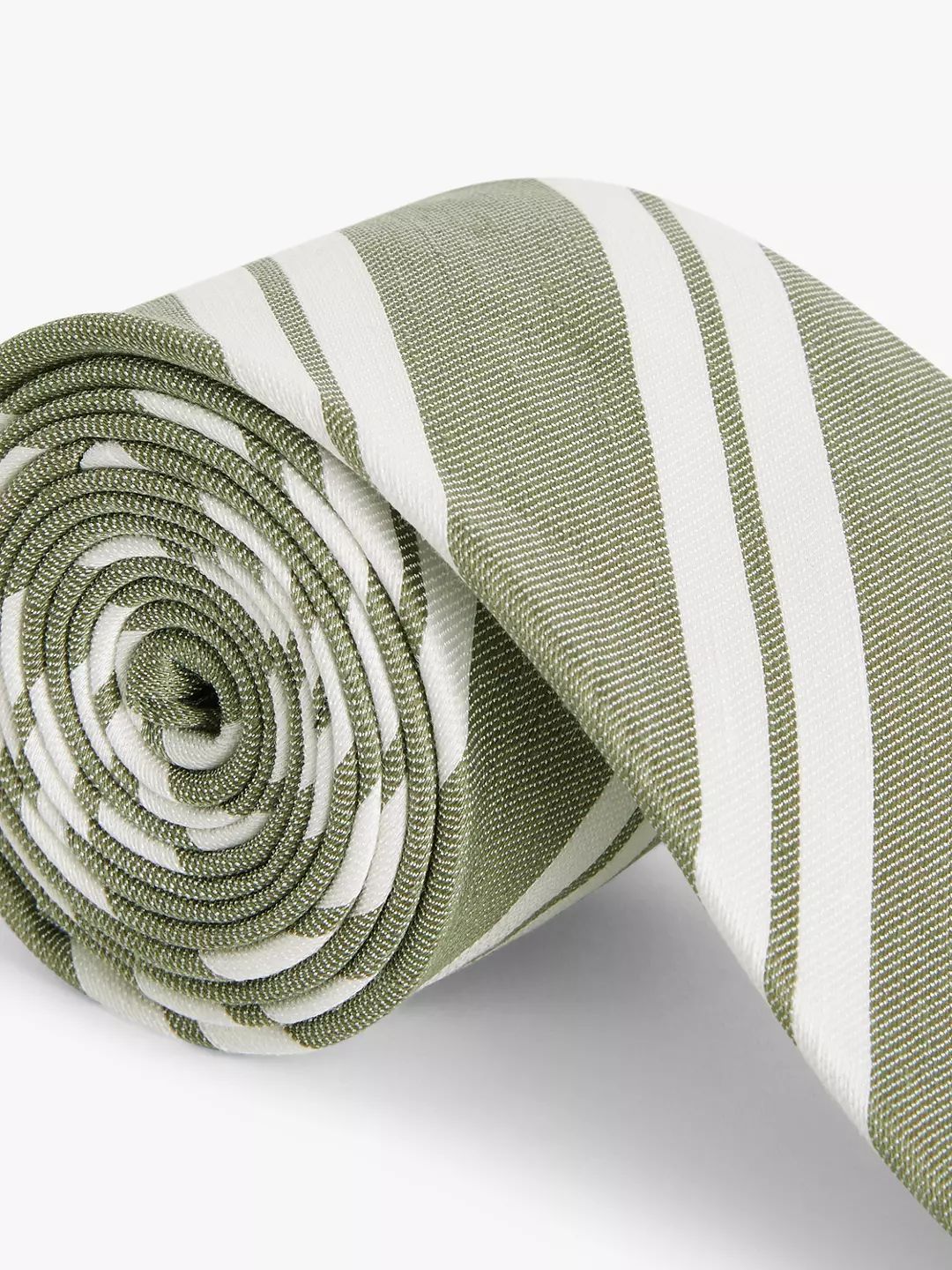 John Lewis Silk Blend Stripe Tie, Green | John Lewis (UK)