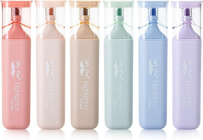 Mr. Pen- Highlighters Pastel Assorted Colors for Books, 6 Pack, Morandi Colors, Chisel Tip | Amazon (US)