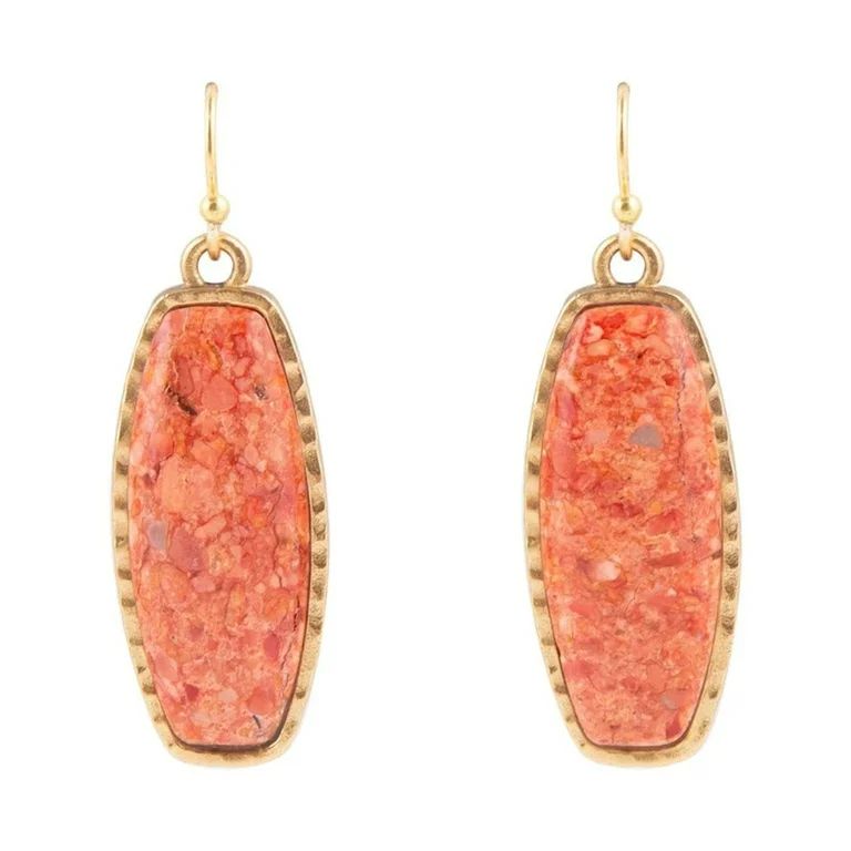 Odyssey Long Orange Sponge Coral Bronze Statement Earrings - Walmart.com | Walmart (US)