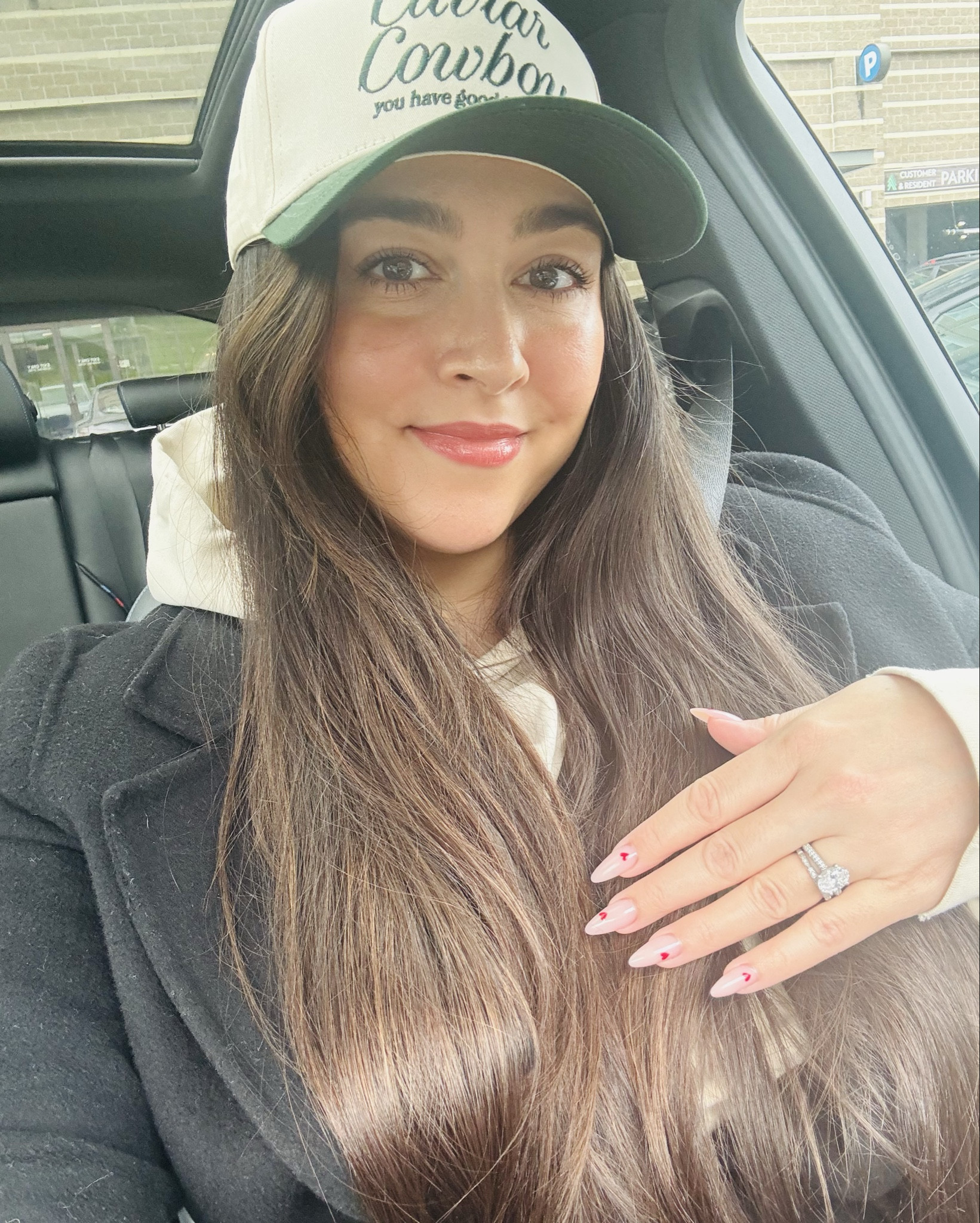 Fresh ♥️💅💌 Went with a simple nude-pink & heart motif design! It’s a chilly winter day in the PNW, so I’m layered up with a hoodie, wool coat & snapback cap that is NOW $17 on Final Sale, normally $48! 🧢 Swipe to see my nails up close! 💅 

#LTKootd #LTKdayinmylife #LTKValentine