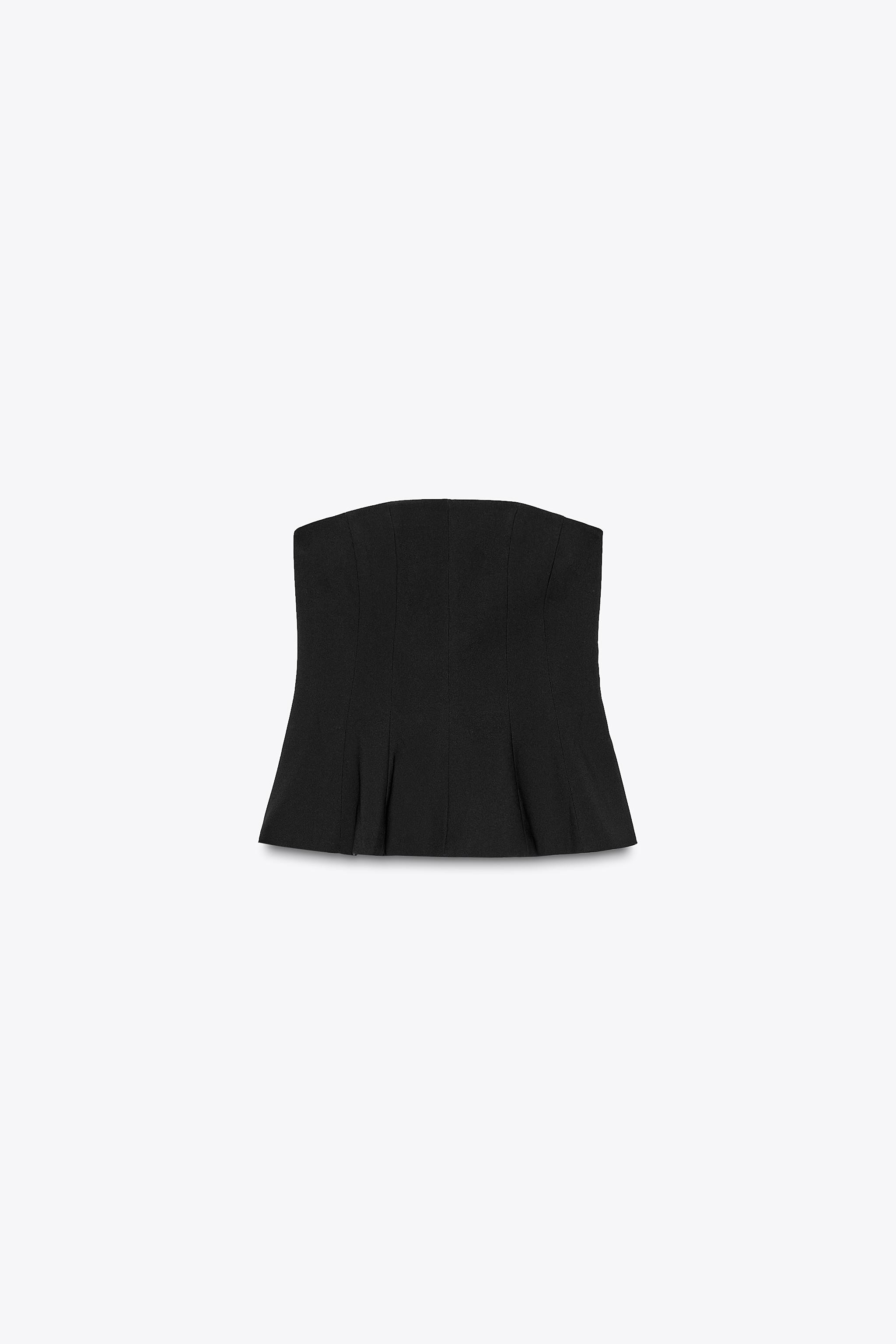 Top made in stretch fabric with a straight neckline and bare shoulders. Peplum hem. Matching inne... | Zara US