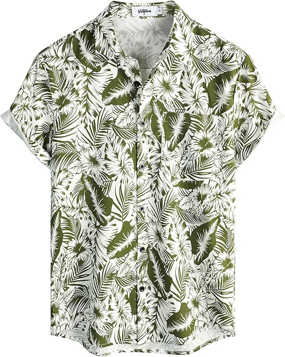VATPAVE Mens Hawaiian Floral Shirts Cotton Linen Casual Button Down Short Sleeve Beach Shirts | Amazon (US)