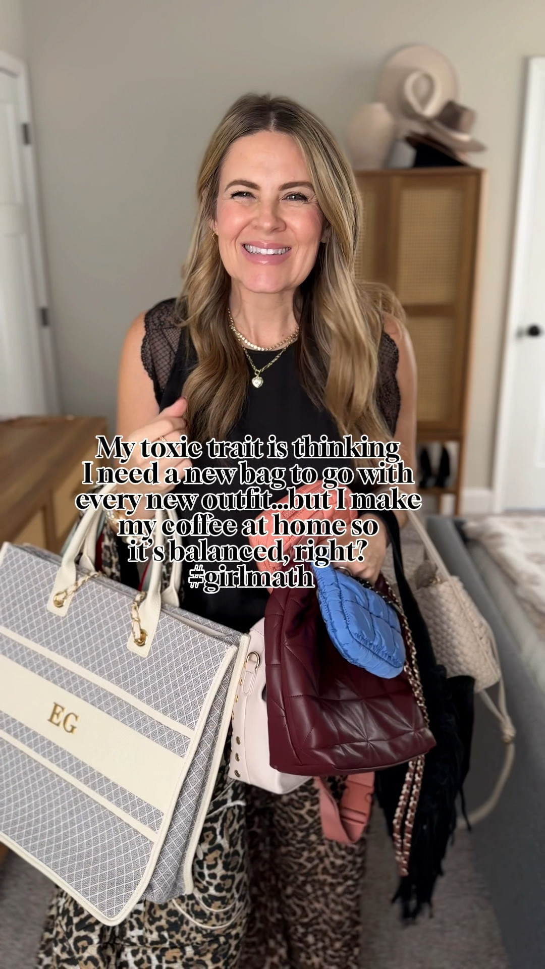 My toxic trait is thinking I need a new bag to go with every new outfit…but I make my coffee at home so it’s balanced, right? Girl math! 

But really, I feel like this is a well rounded collection and I wear these a lot as I have a range of style from sports mom to Nashville date nights. 

All under $100 too. I’ll link what I can. 

#LTKItBag #LTKWatchNow #LTKFindsUnder100